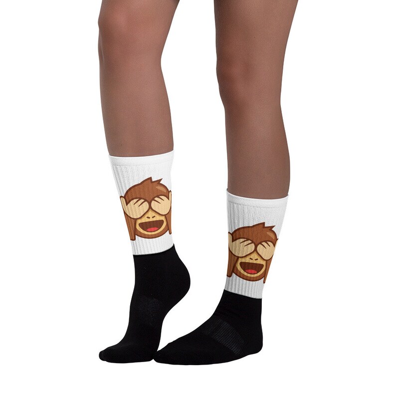 See No Evil Monkey Emoji Fun Socks Personalized Socks Monkey Pattern