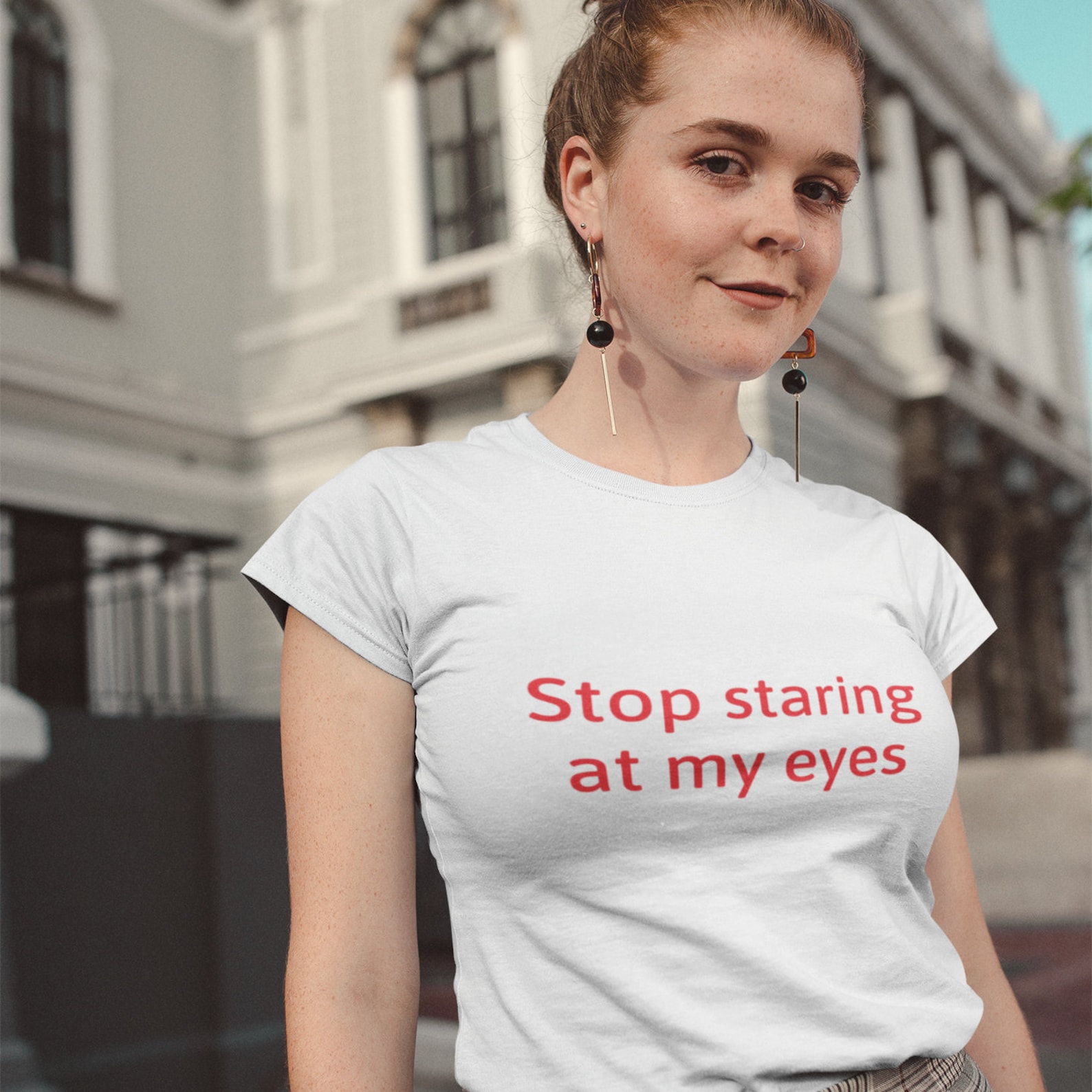 Stop staring at my eyes TShirt Funny Shirt Sexy boob Shirt Etsy