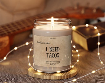 Scented Soy Candle, I Need Tacos Aroma, 9oz Hand-Poured Soy Wax, Unique Kitchen Decor