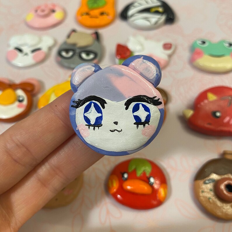 Handmade Clay Animal Crossing Pins 1 Tangy 2 Judy 3 Diana Etsy