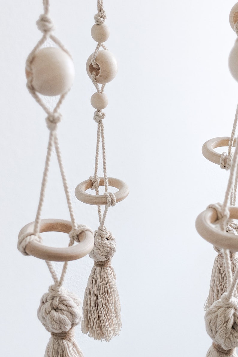 Macrame Natural Baby Mobile Hanger Tidytangle Etsy