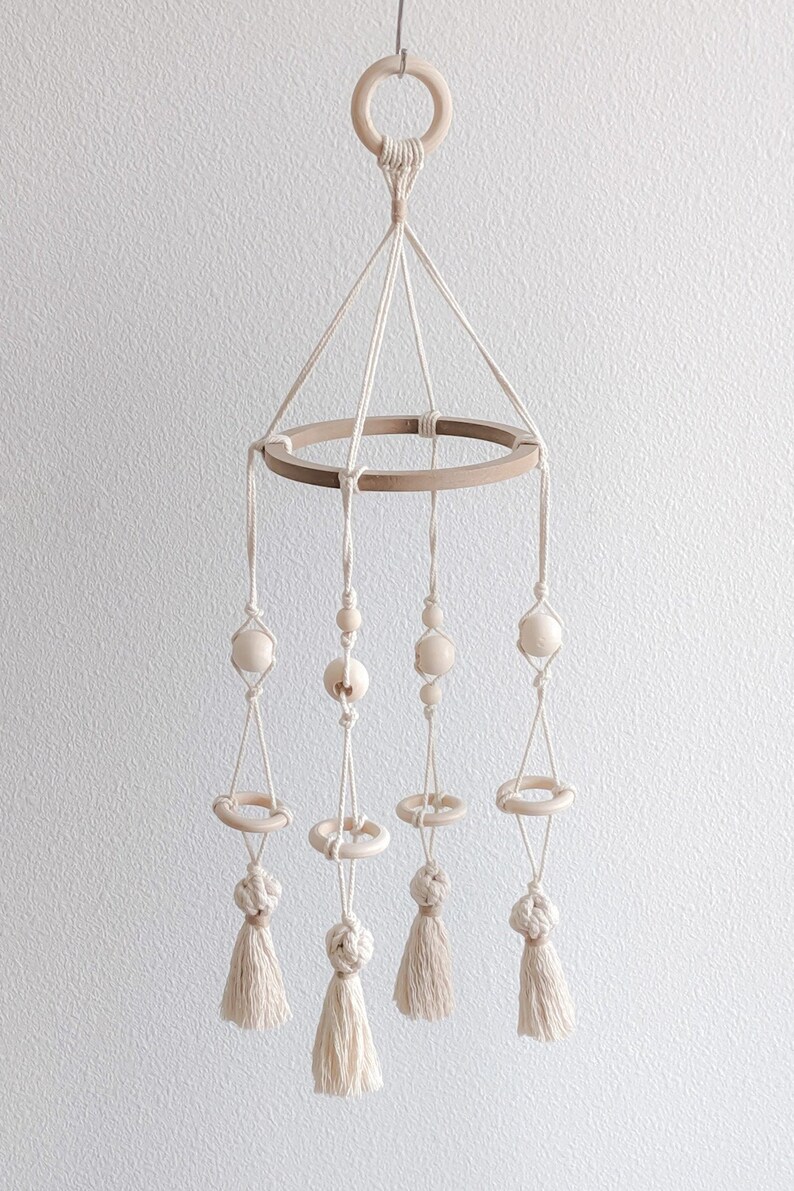 Macrame Natural Baby Mobile Hanger Tidytangle Etsy