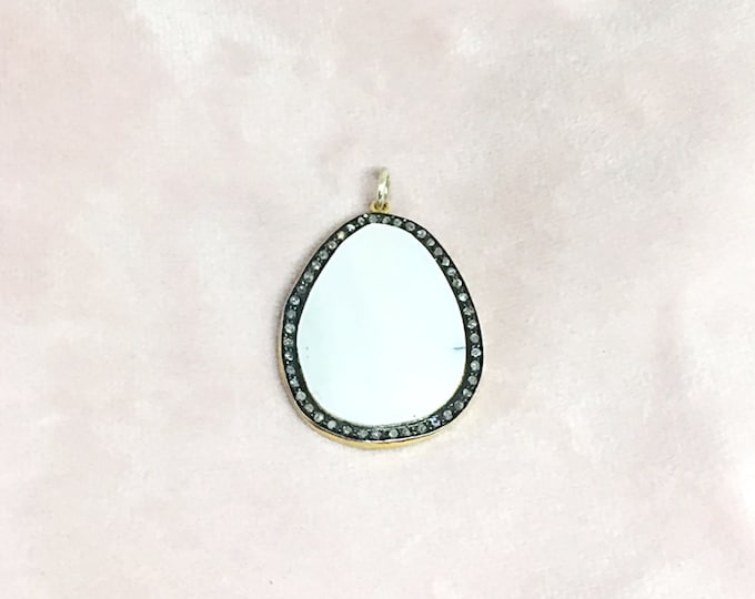Mother Of Pearl /& Diamond Sterling Silver Pendant