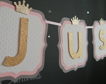 Baby shower party garland bunting. Custome name. Nursery.