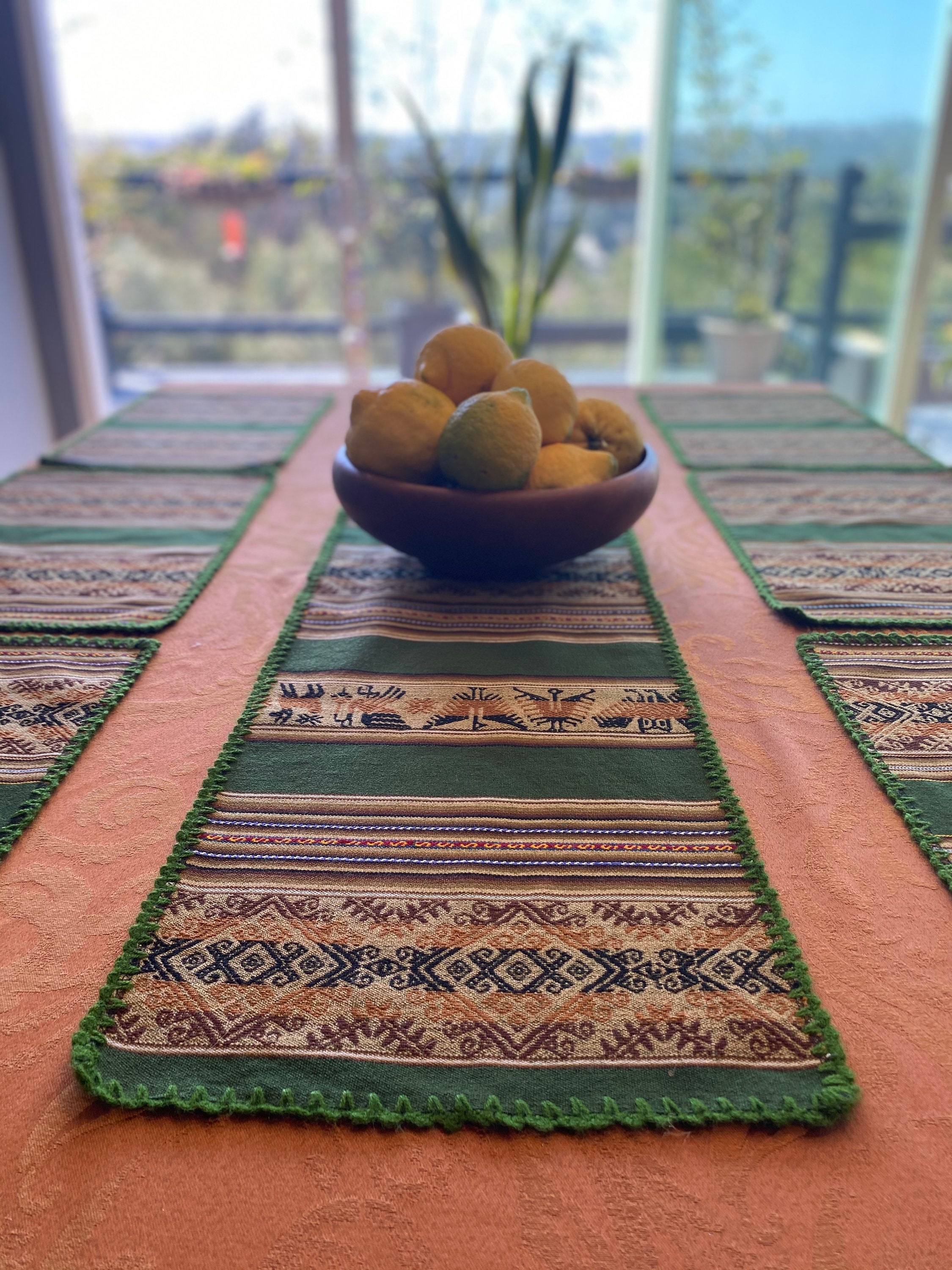 Peruvian Table Runner and Placemat Set of 6 Hand Finished Etsy