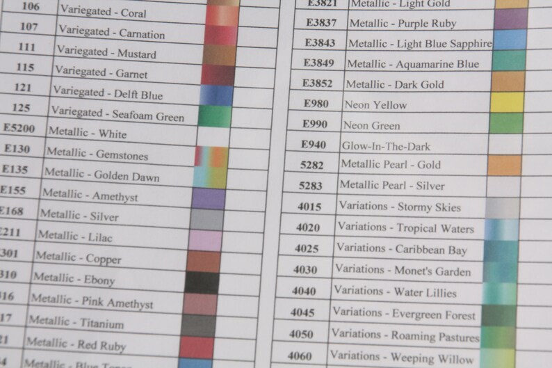 DMC Color Chart For Cross Stitch Thread Complete Etsy