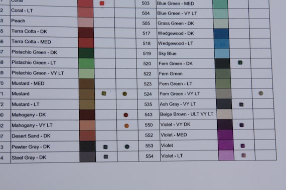 Dmc Tools Color Chart