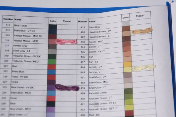 Dmc Thread Color Chart