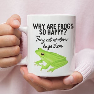 Lovely Frog Mug, Whatever bugs them, lovely frog illustration,Personalise the back, UK