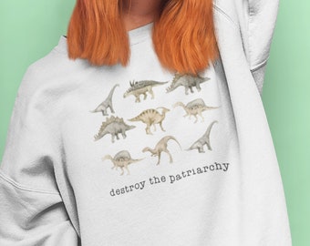 Smash the patriarchy Dinosaur Jumper, Feministisches Sweatshirt Dinosaurier, Gr. 8-24