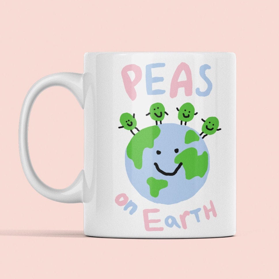 Tasse de Pois sur Terre, Mignons, Sauver Notre Planète Verte, Légumes, Végétalien, Végétarien, Légum