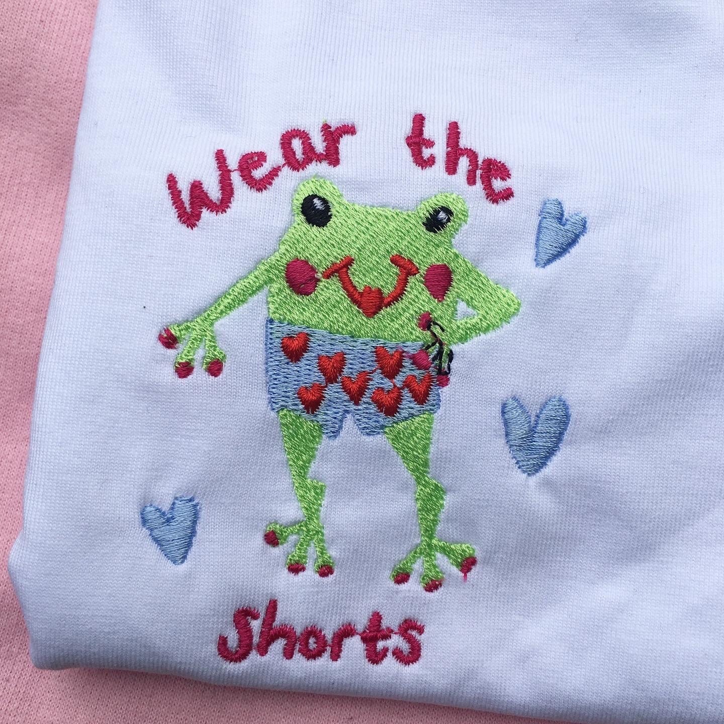 Wear the Shorts Frog Embroidered Tshirt 