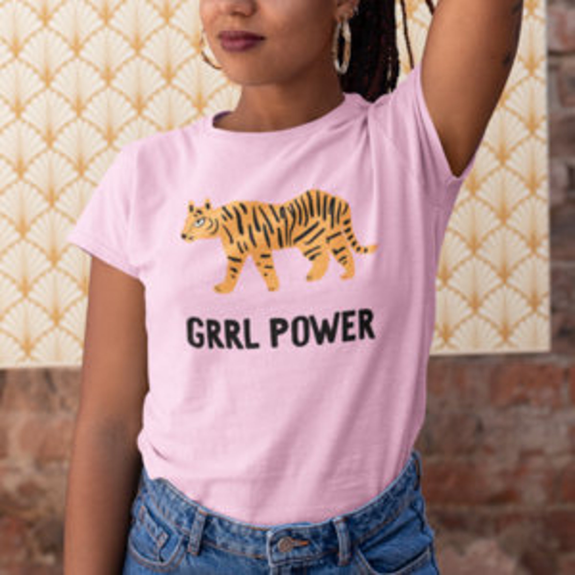 Grrl Power tiger T-shirt, Girl Power tiger tee