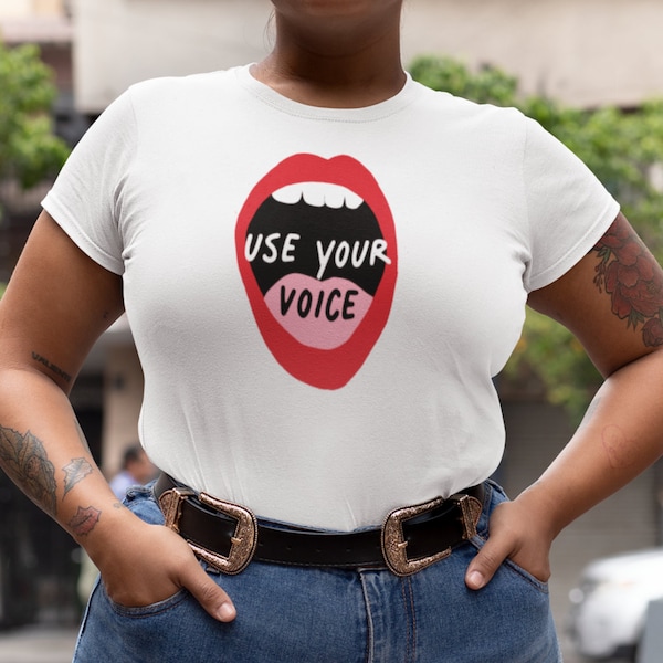 Use your voice t-shirt, Art cotton tshirt, Feminist, Feminism, UK, cotton tee