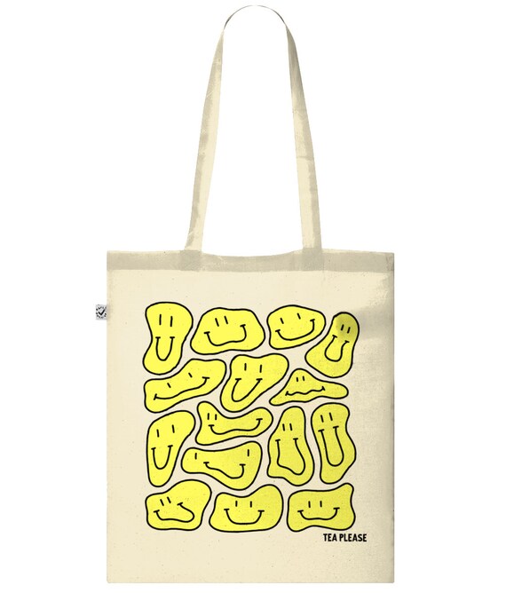 Smiley cotton tote bag cotton tote bag smiley face graphic UK