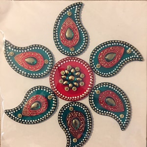 Indian Floor or Wall Decoration Rangoli Mango Shape Green