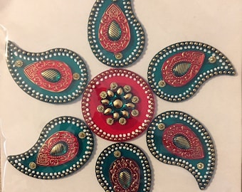 Indian Floor or Wall Decoration Rangoli Mango Shape Green