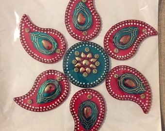 Indian Floor Wall Decoration Rangoli Mango Shape Red
