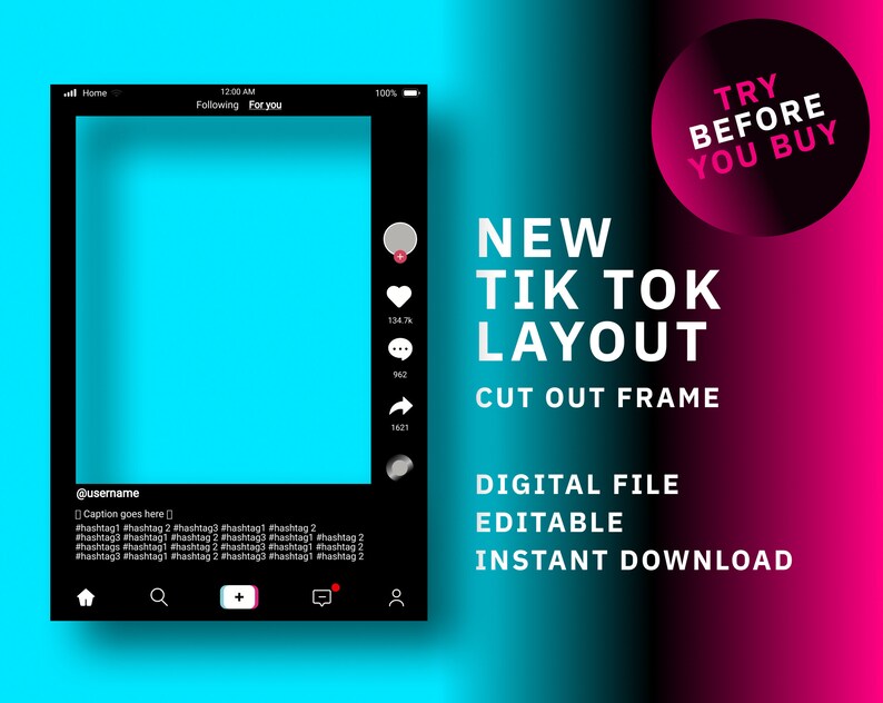 Tik Tok Frame Template Tik Tok Frame Instant Download Tik Etsy