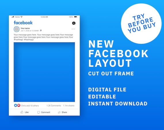 Facebook Frame Facebook Props Facebook Frame Template Etsy