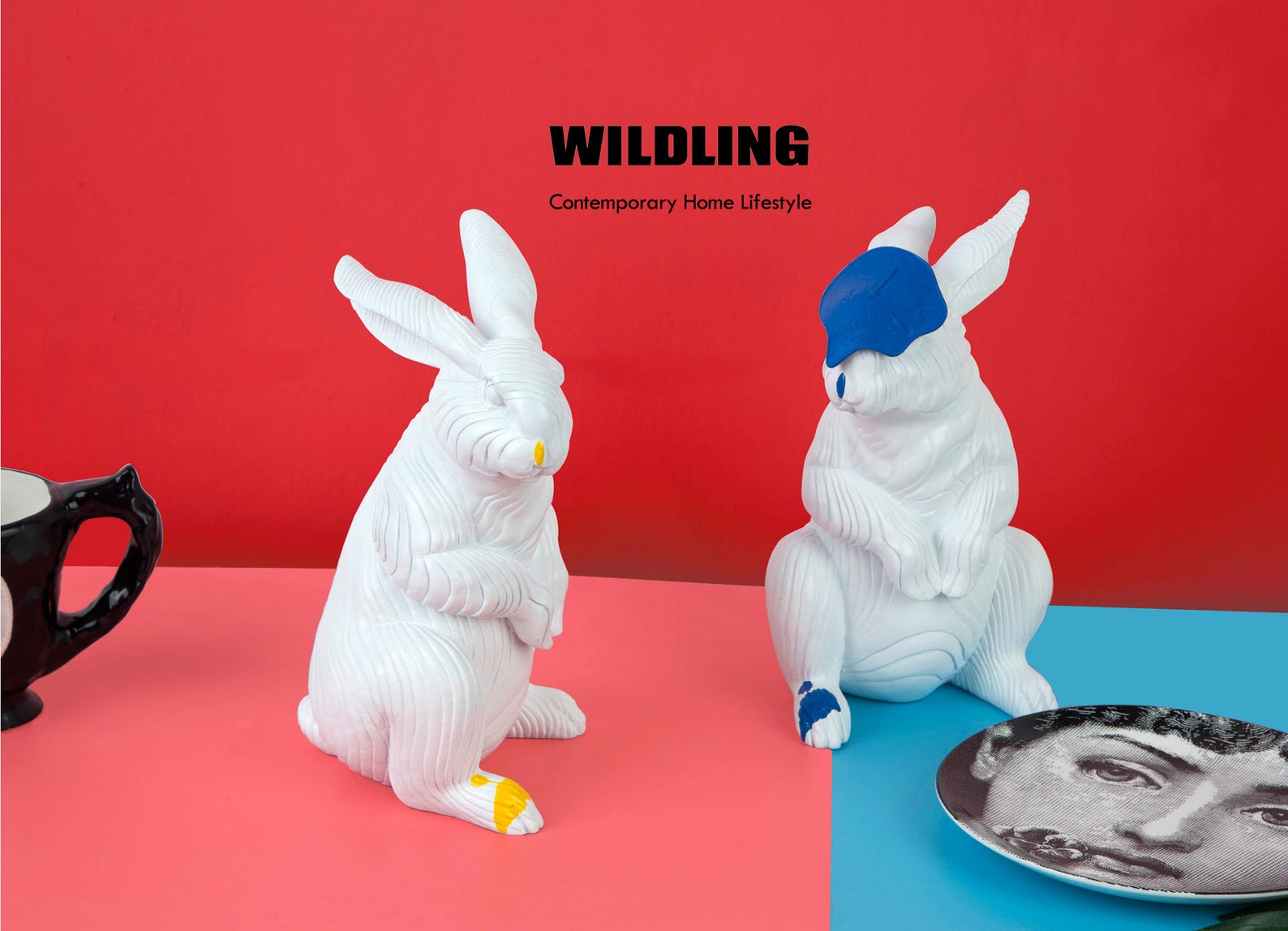 Contemporary White Rabbit Home Decor Art Fashion Etsy