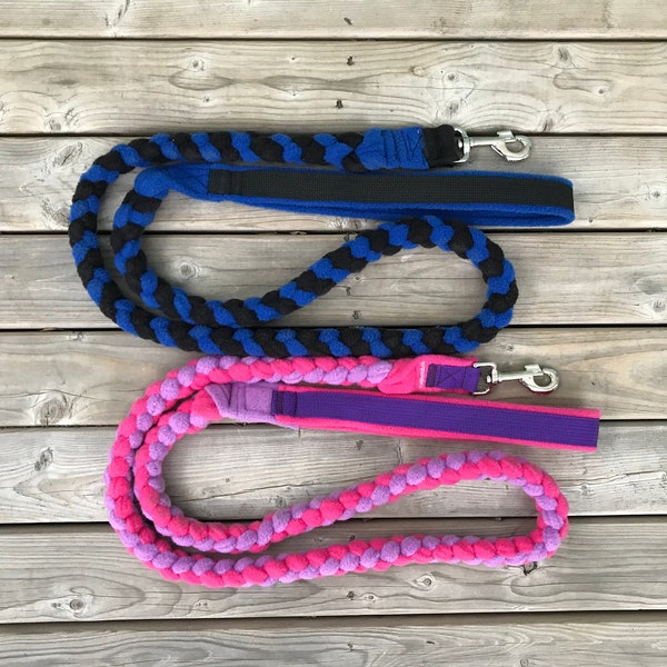 Fleece clip tug leash, agility tug toy, agility leash, agility tug, fleece agility dog toy, agility lead quick release, braided fleece leash