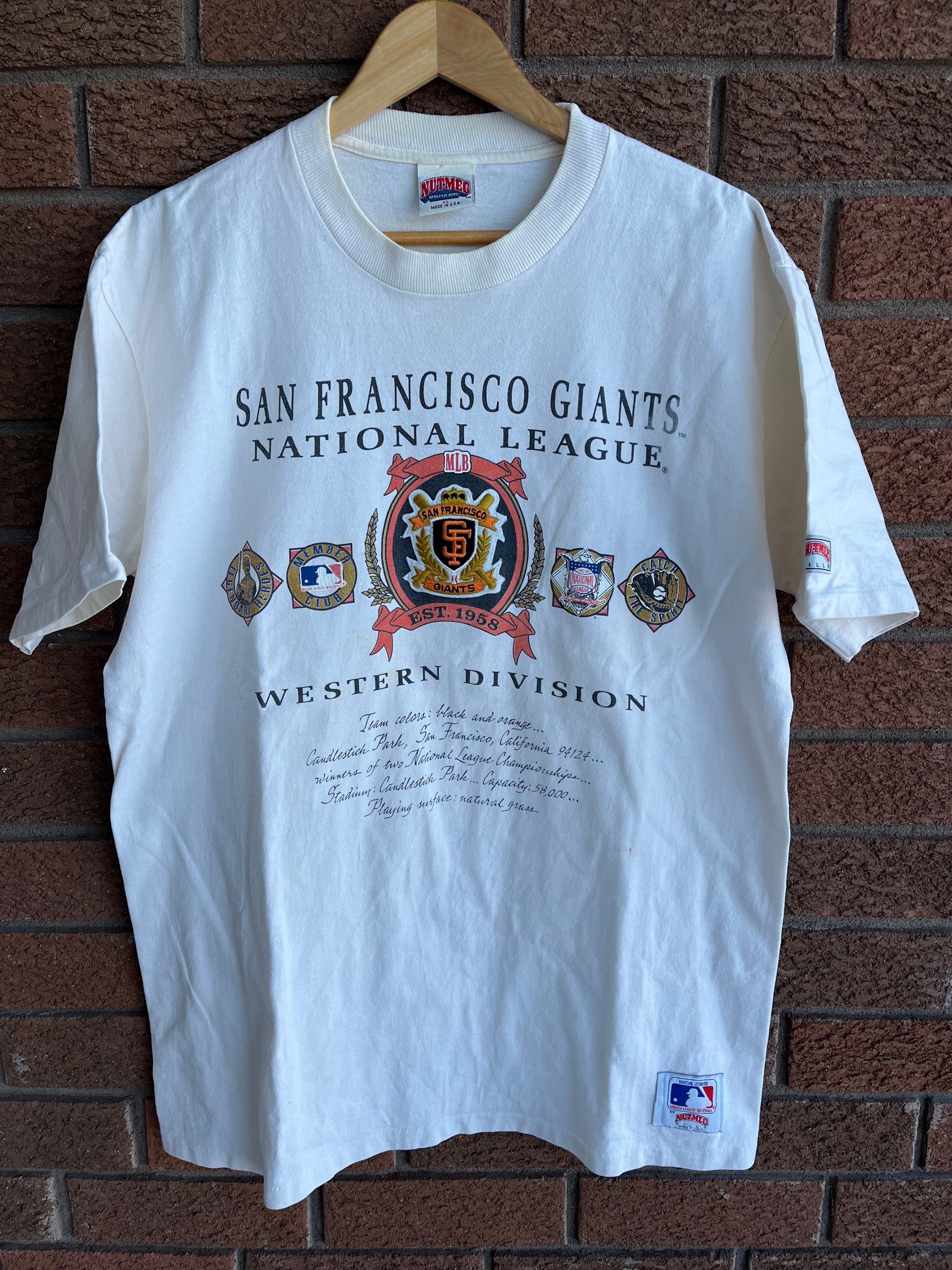 Vintage MLB (Nutmeg) - New York Giants (Mets) Single Stitch T-Shirt 1991 Large