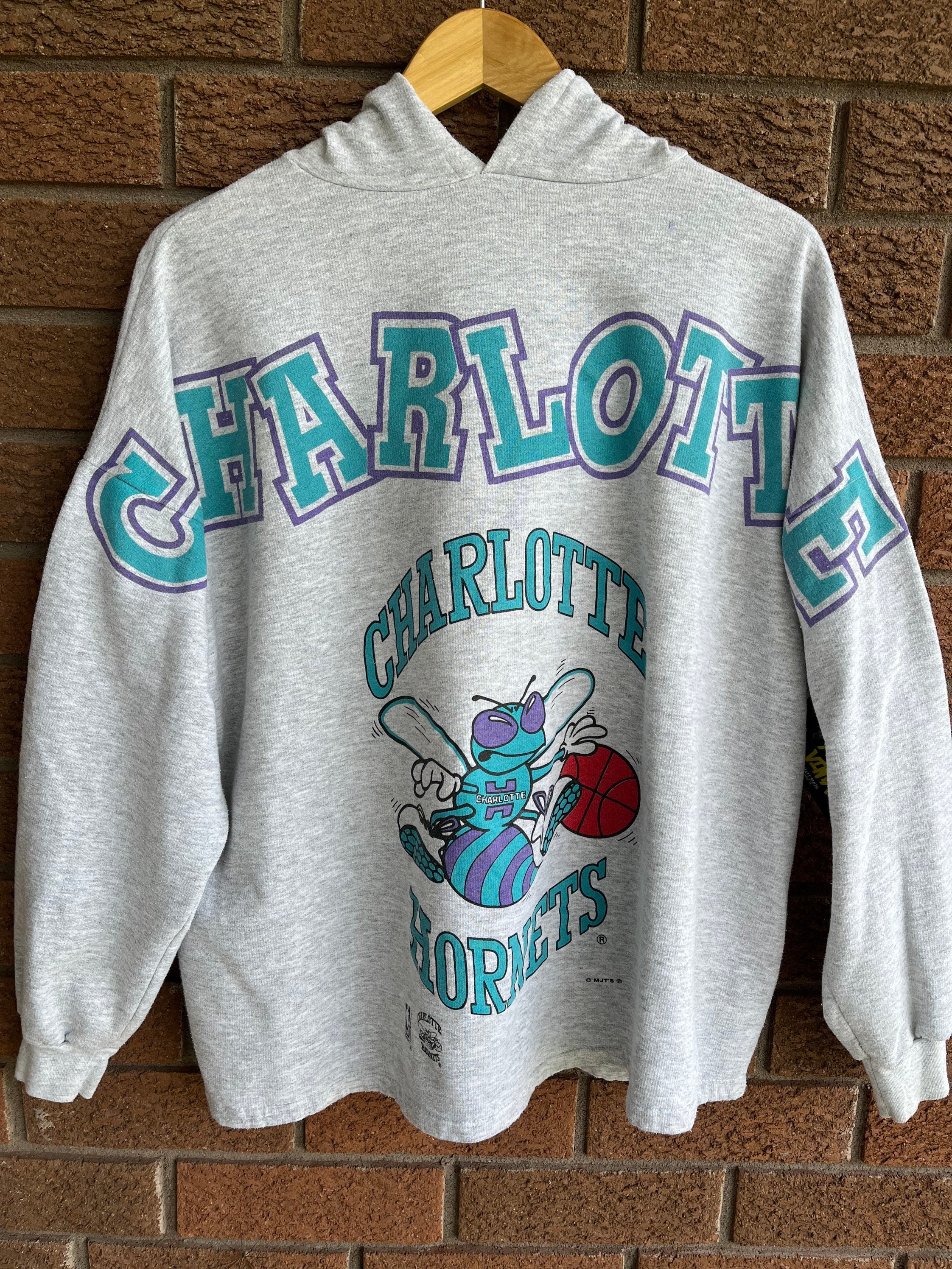 Vintage 90s Charlotte Hornets NBA Kids Sweatshirt American 