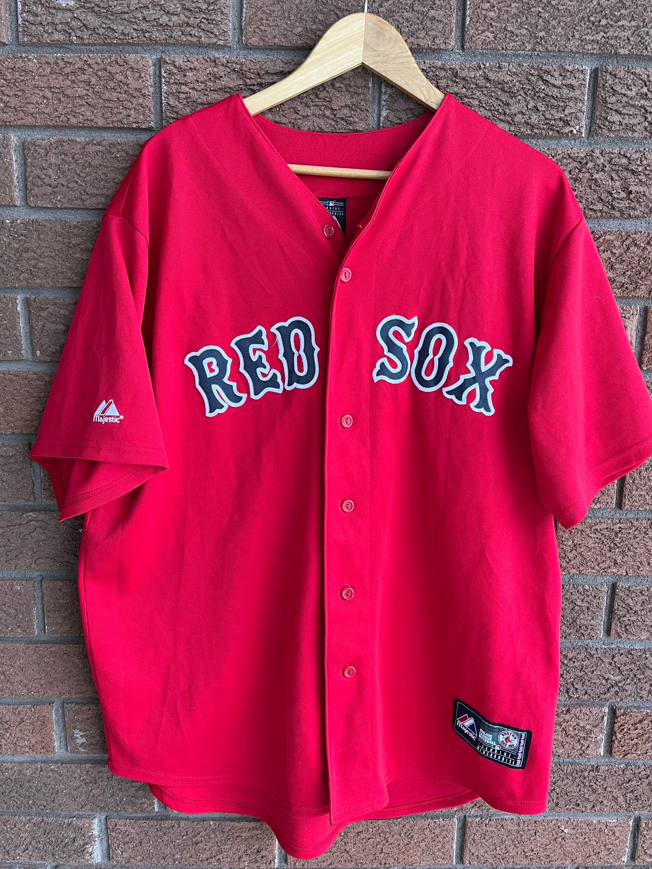 Vtg Retro Red Sox MLB Majestic Baseball Jersey Shirt Size XL Red