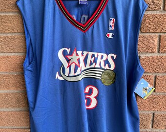 ShopExile Vintage Allen Iverson Jersey Champion Sixers Shirt Basketball Jersey 76ers Jersey Throwback NBA 90s Champion Retro Sports 44 Large