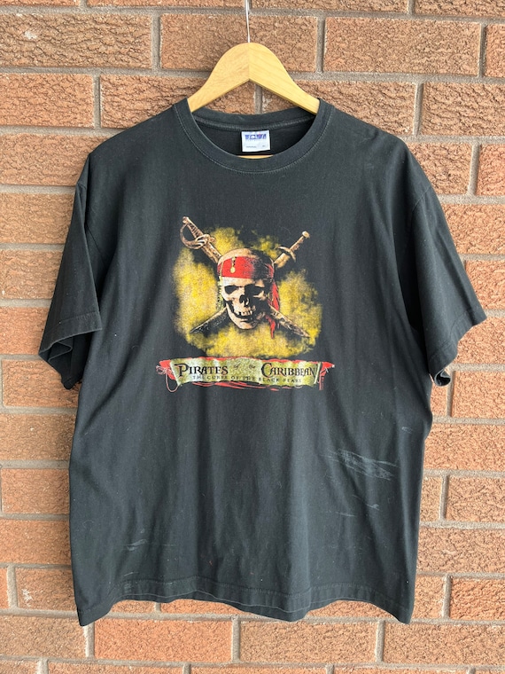T-shirt Vintage Pirates Des Caraïbes : Jusqu'au Bout Du Monde, Taille L, Bleu, Homme