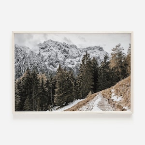 Colorado Mountain Scenery Print, Rustic Home Decor, Snow Covered Peaks, Fall Hike In Colorado, Nature Photography, Mountain Forest Print