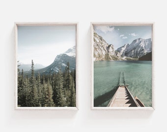 Set Of 2 Mountains Print Forest Wall Art Print Woodland Poster Modern Wall Decor Digital Prints Printable Landscape Wilderness Photo