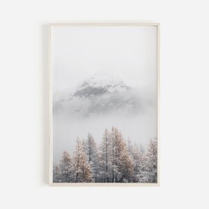 Snowy Fir Trees Print Nordic Wall Art Woodland Print Winter Wall Art Christmas Scene Minimalist Print Modern Printable Art Instant Download