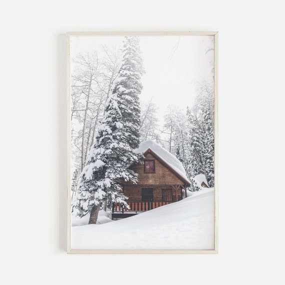 Log Cabin In The Snow Clip Art Snowy Cabin In Woods Winter Wall Art,