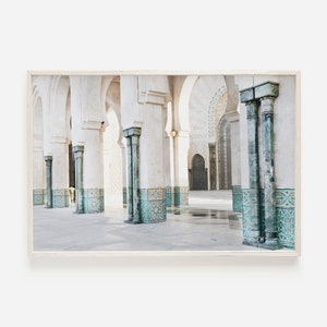 Casablanca Morocco, Casablanca Wall Art, Morocco Travel Print, Blue and Teal Building, Travel Photography, Morocco Architecture Print