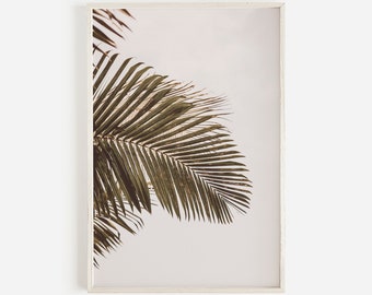 Modern Palm Leaf Print, Coastal Summer Art, Minimalist Boho Style Poster, Tropical Leaf Prints, Printable Leaf, Poster Print, Desert Home