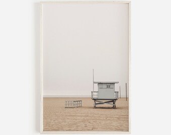 Lifeguard Beach Print, Beach Wall Art, Print, Ocean Print, Coastal Decor, Minimalist Poster, Beach Photography, Neutral Modern Art DIY