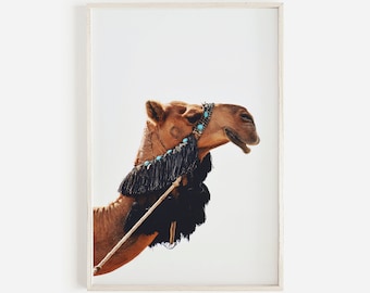 Desert Camel Print, Boho Decor, Printable Art, Camel Wall Art, Moroccan Prints, Desert Wall Art, Moroccan Camel in Desert, Desert Landscape