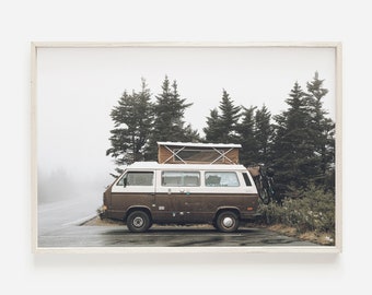 Camper Van Print Boho Decor Nordic Mountain Print Travel Poster Print, Hipster Horizontal Print, Van Wall Art, Digital Prints, Christmas Van