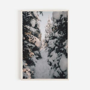 Snow Covered Christmas Trees Print, Rustic Home Decor, Winter Scenery Wall Art, Nature Printable, Snow Covered Pine Trees, Christmas Art