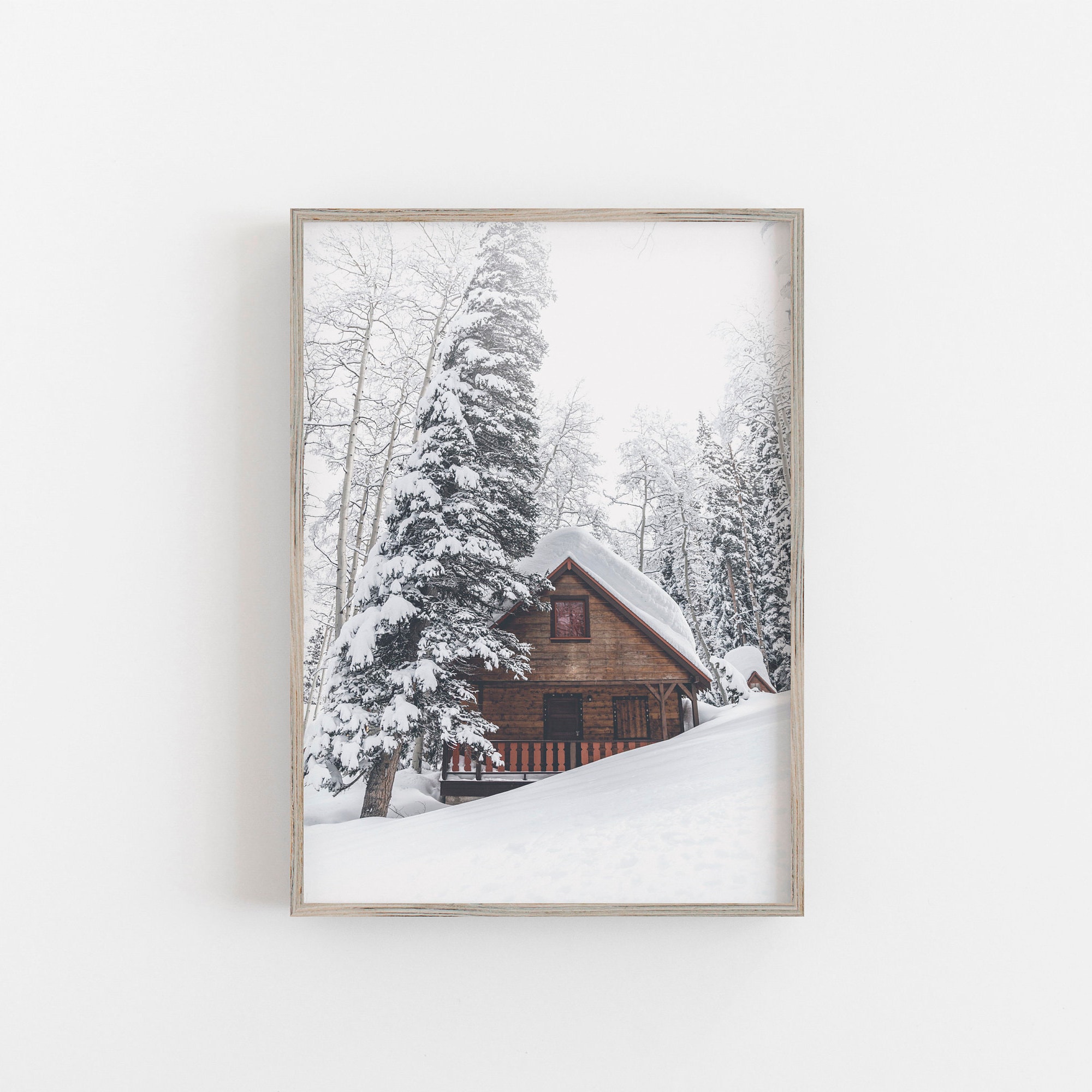 Cabin in the Woods Rustic Cabin Wall Art Snowy Winter Scene Etsy