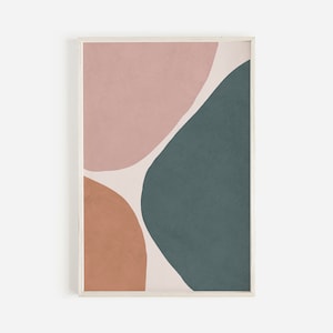 Verbrande oranje groenblauw abstracte muurkunst abstracte vormen afdrukken halverwege de eeuw moderne afdrukbare moderne muurkunst grote afdrukbare poster geometrische kunst