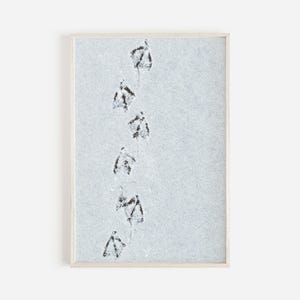 Bird Prints In The Snow, Wildlife Wall Art, Snowy Winter Poster, Tracks In The Snow, Bird Feet Print, Rustic Home Decor, Nature Wall Art