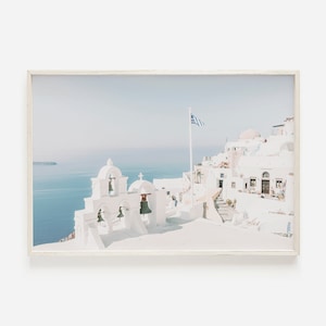 Architecture Print, Santorini Greece, Greek Digital Art, White Buildings Print, Coastal Greece Decor, Santorini Photography, Santorini Print