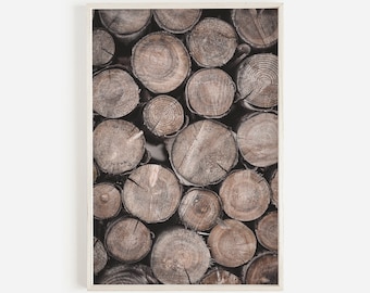 Firewood Tree Ring Wall Art, Nordic Scandinavian Print, Modern Farmhouse, Rustic Cabin, Home Wall Art, Printable Wall Art, Wall Decor