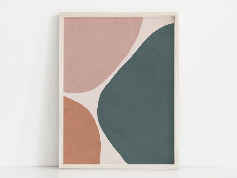 Burnt Orange Teal Abstract Wall Art Abstract Shapes Print Mid Etsy