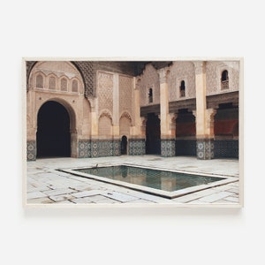 Mosque Wall Art, Moroccan Pool Photo, Boho Printable, Morocco Digital Art, Architecture Print, Islamic Art Decor, Moroccan Style, Travel Art