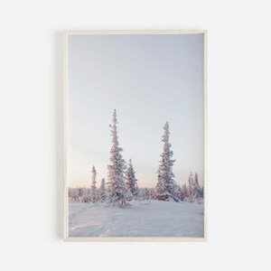 Snowy Fir Trees Print Nordic Wall Art Woodland Print Winter Wall Art Christmas Scene Minimalist Print Modern Printable Art Instant Download