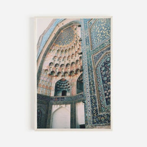 Moroccan Architecture, Casablanca Inspired, Moroccan Mosque Print, Islamic Art Print, Moroccan Wall Art, Boho Architecture Art Teal Building